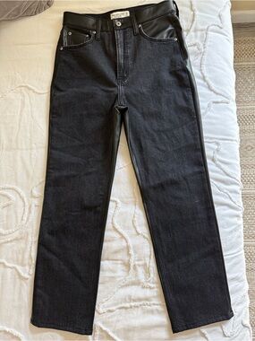 Abercrombie & Fitch Black Straight-Leg Jeans Faux Leather Size 28